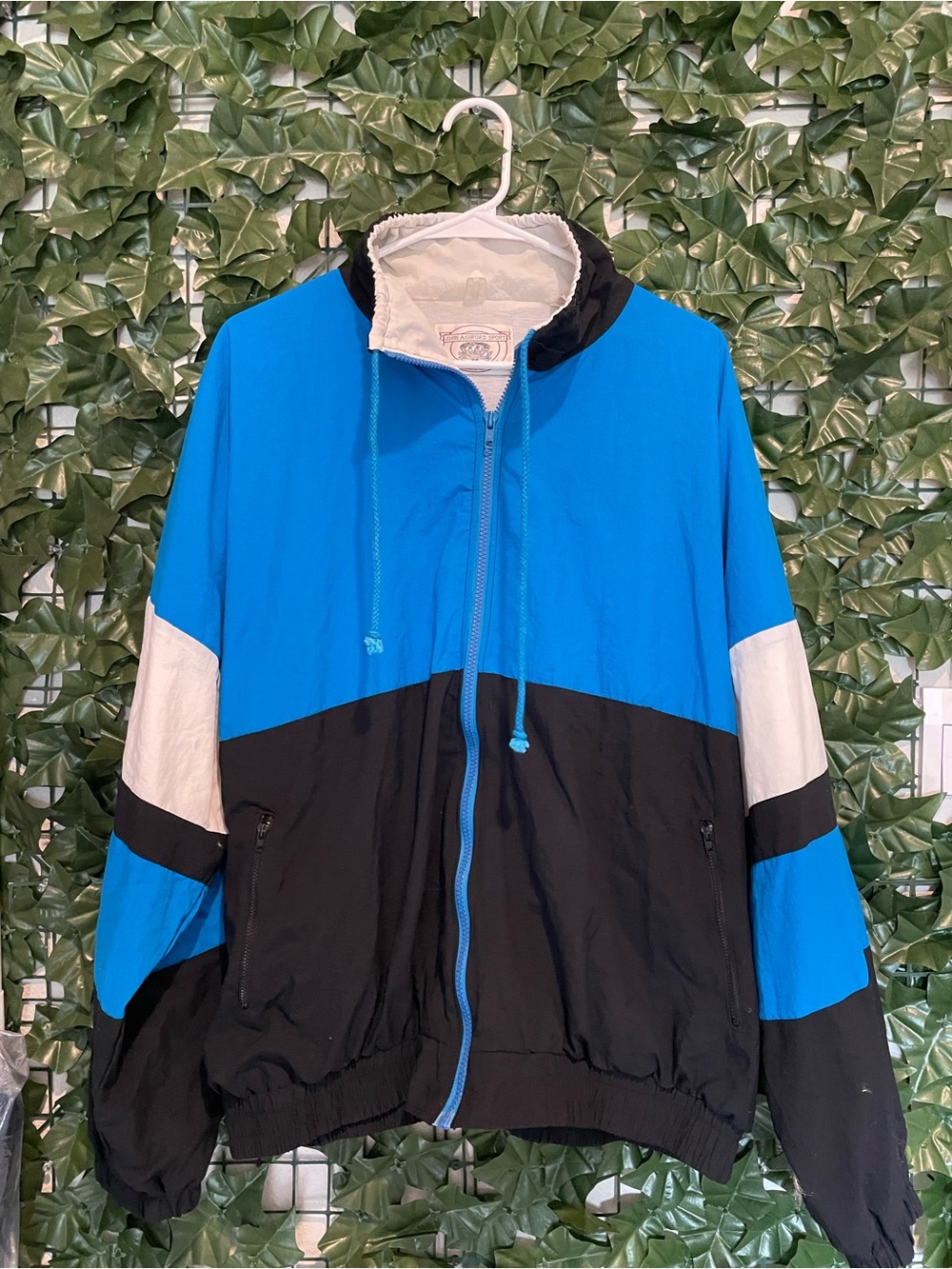 John Ashford Blue and Black Colorblock Windbreaker